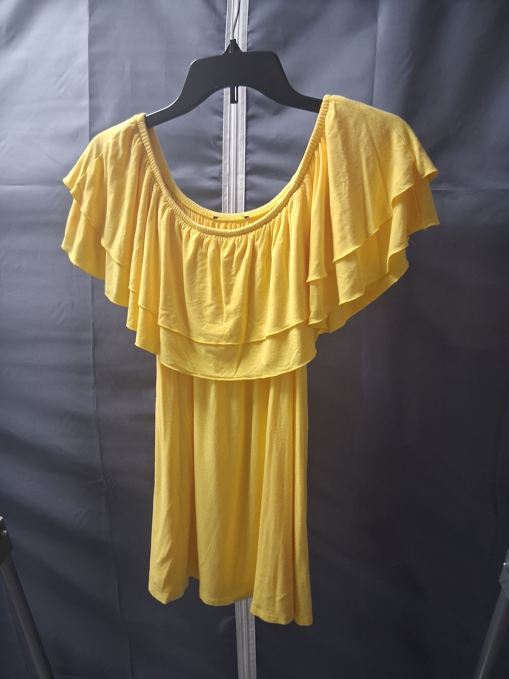 Yellow Ruffle Off-Shoulder Women's Top